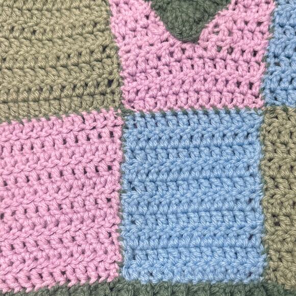 Handmade Knitted Sweater Vest Patchwork Block Cottagecore Eclectic Grandma OS - Picture 5 of 5